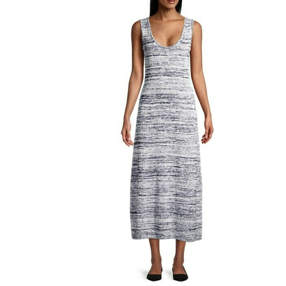 Max Mara Leisure Biglia Marbled Scoop Neck Knit Tank Dress Gray Sz Medium - Picture 1 of 10